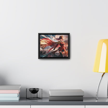 "Crimson Empress: Battle's Edge" - Gallery Canvas Wraps, Horizontal Frame