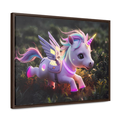 "Cybernetic Unicorn's Twilight Adventure" - Gallery Canvas Wraps, Horizontal Frame