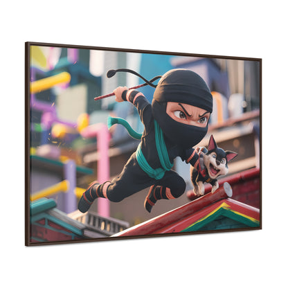 "Ninja and the Fearless Pup" - Gallery Canvas Wraps, Horizontal Frame