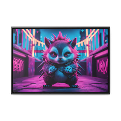 Punk Hedgehog in Neon City - Gallery Canvas Wraps, Horizontal Frame