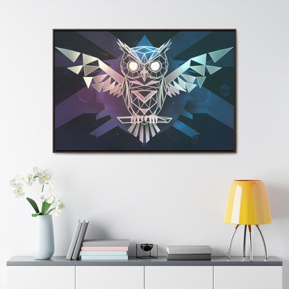 "Geometric Owl of Wisdom" - Gallery Canvas Wraps, Horizontal Frame