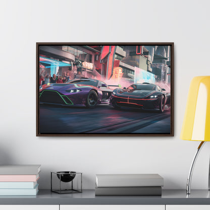 Neon Drift Showdown - Gallery Canvas Wraps, Horizontal Frame