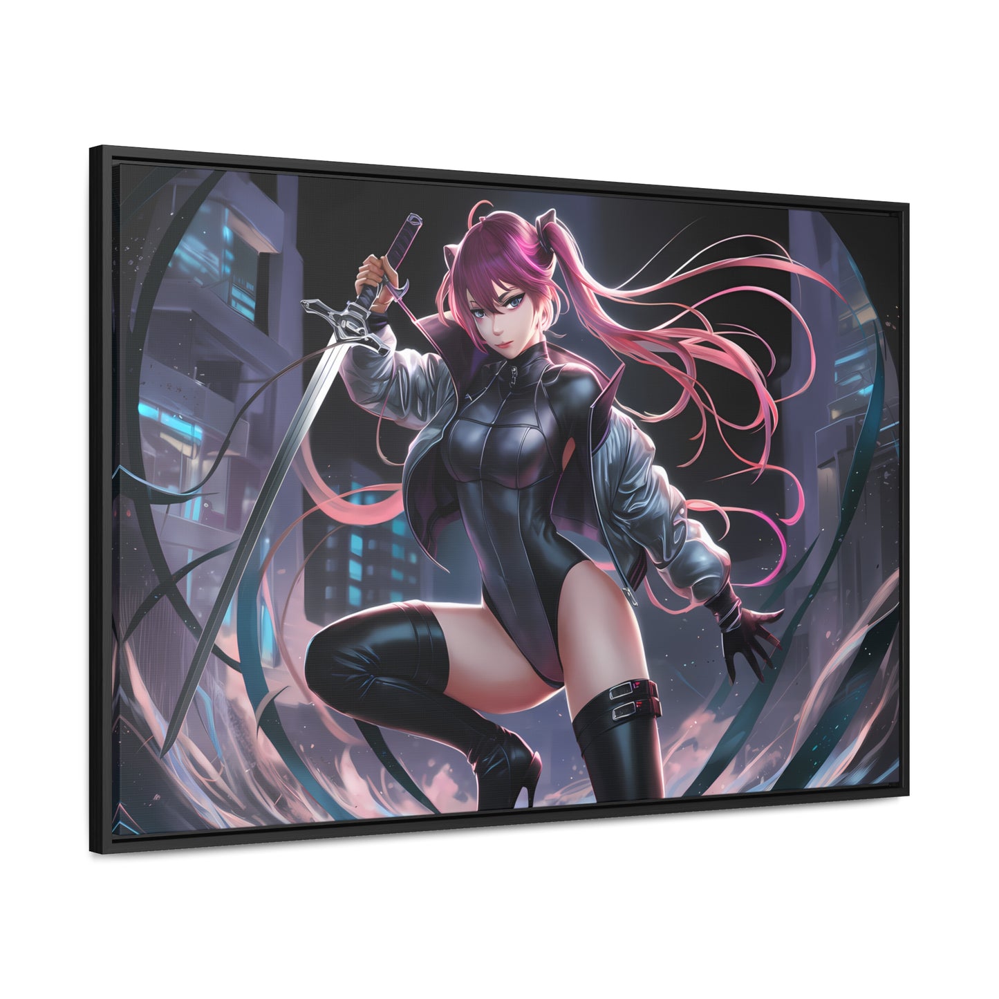 Blade of the Neon Night - Gallery Canvas Wraps, Horizontal Frame