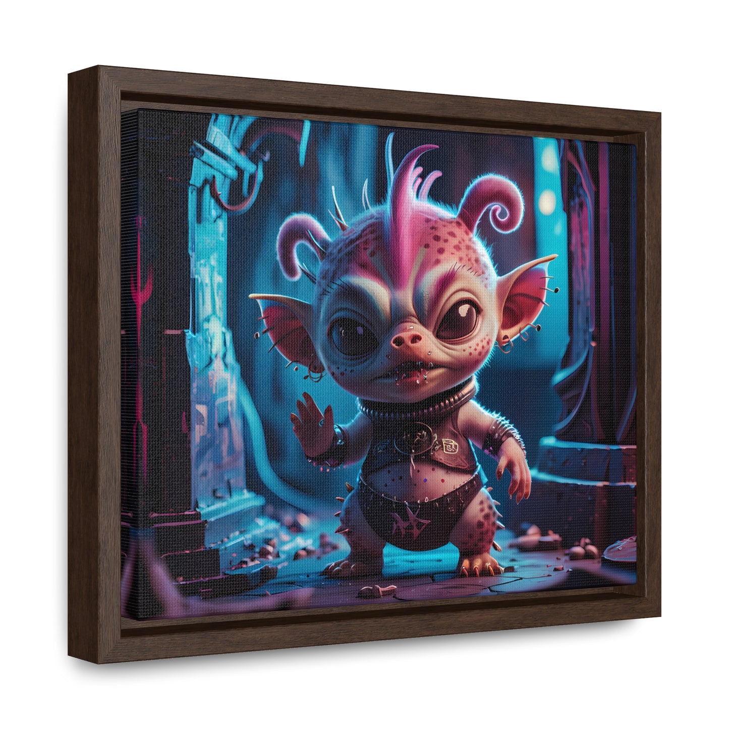 "Punk Goblin in Neon Alley" - Gallery Canvas Wraps, Horizontal Frame