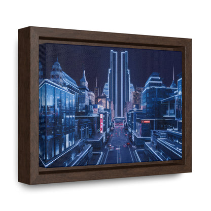 Neon Cityscape at Midnight - Gallery Canvas Wraps, Horizontal Frame