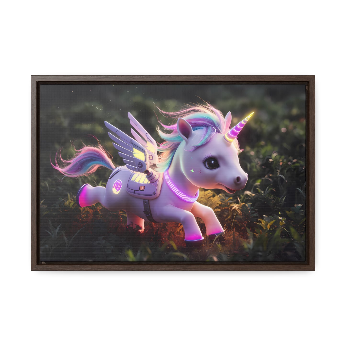 "Cybernetic Unicorn's Twilight Adventure" - Gallery Canvas Wraps, Horizontal Frame