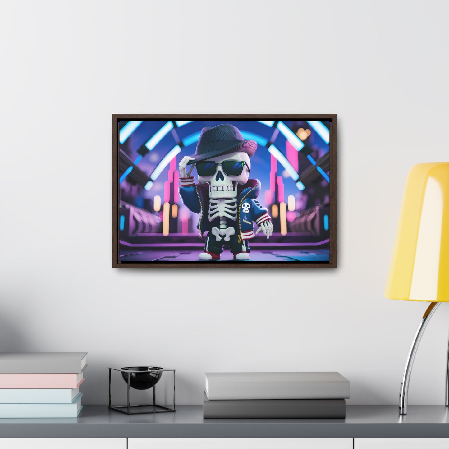 "Neon Skull Groove" - Gallery Canvas Wraps, Horizontal Frame