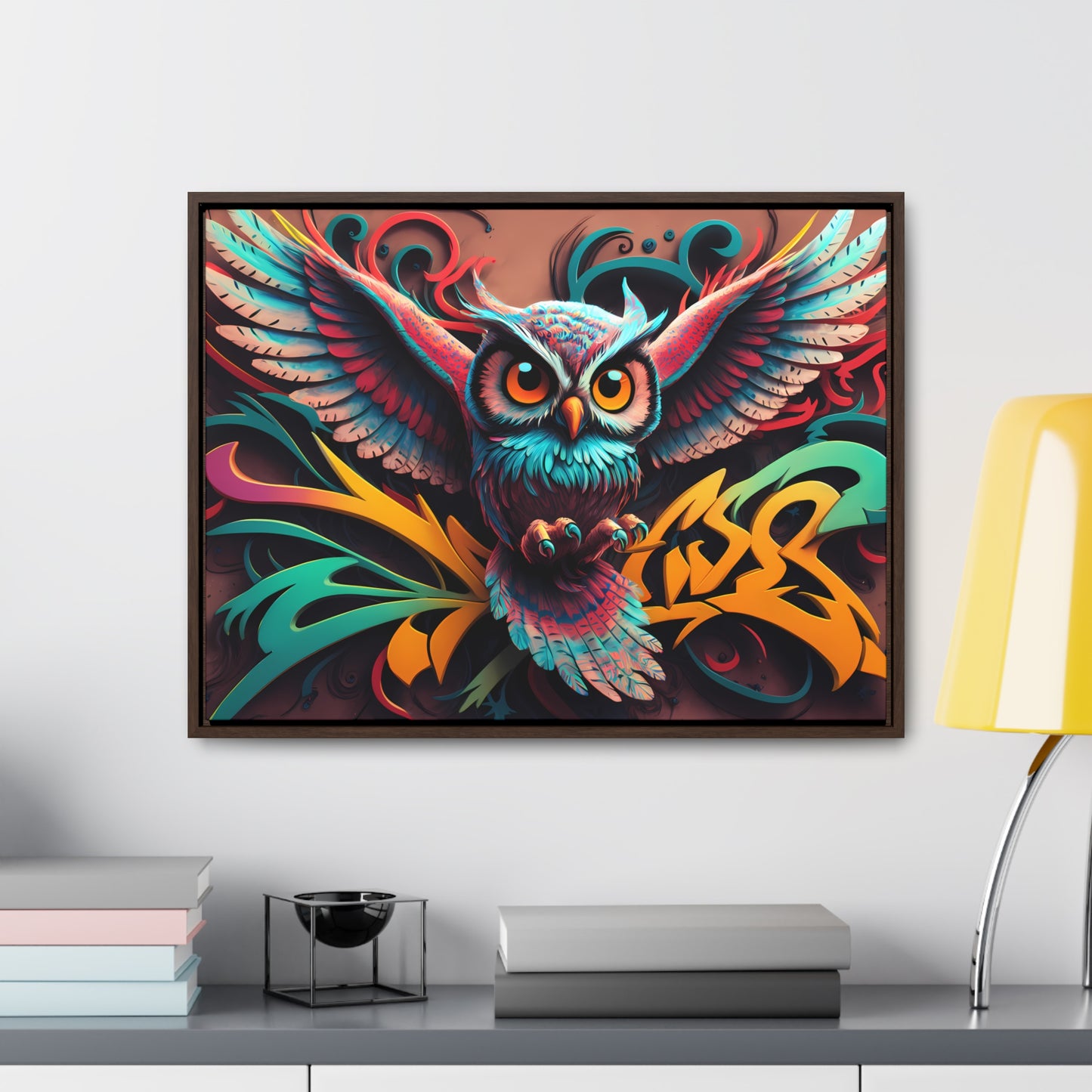 Vibrant Owl Symphony - Gallery Canvas Wraps, Horizontal Frame