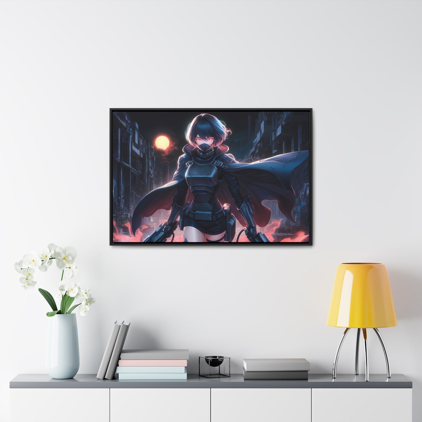 "Nightblade: The Cyberpunk Vigilante" - Gallery Canvas Wraps, Horizontal Frame