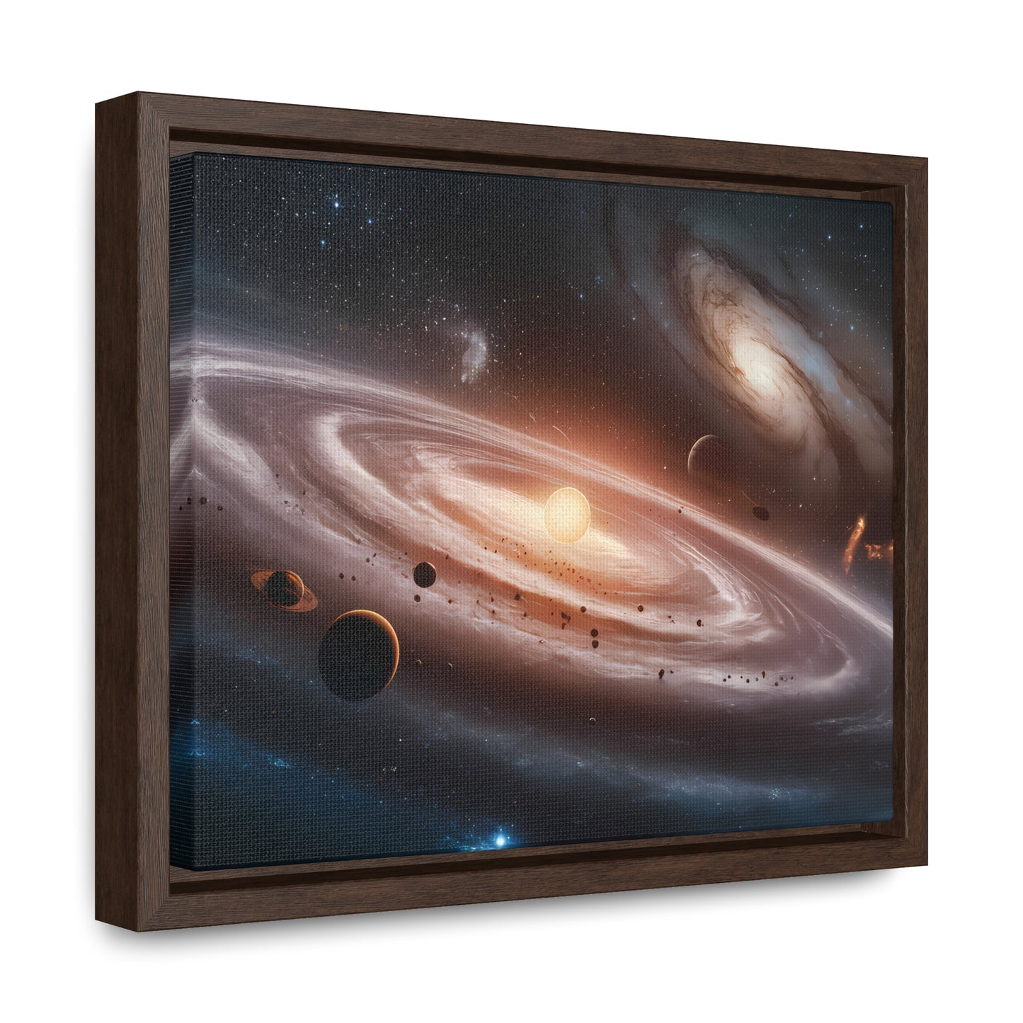 Celestial Symphony: The Dance of Galaxies and Planets - Gallery Canvas Wraps, Horizontal Frame