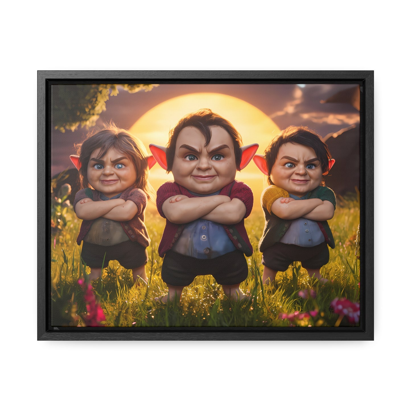 The Mischievous Trio at Sunset - Gallery Canvas Wraps, Horizontal Frame