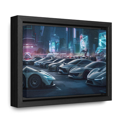 "Midnight Car Meet in Neon City" - Gallery Canvas Wraps, Horizontal Frame