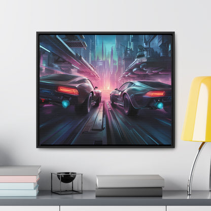 Neon Horizon: Velocity Clash - Gallery Canvas Wraps, Horizontal Frame