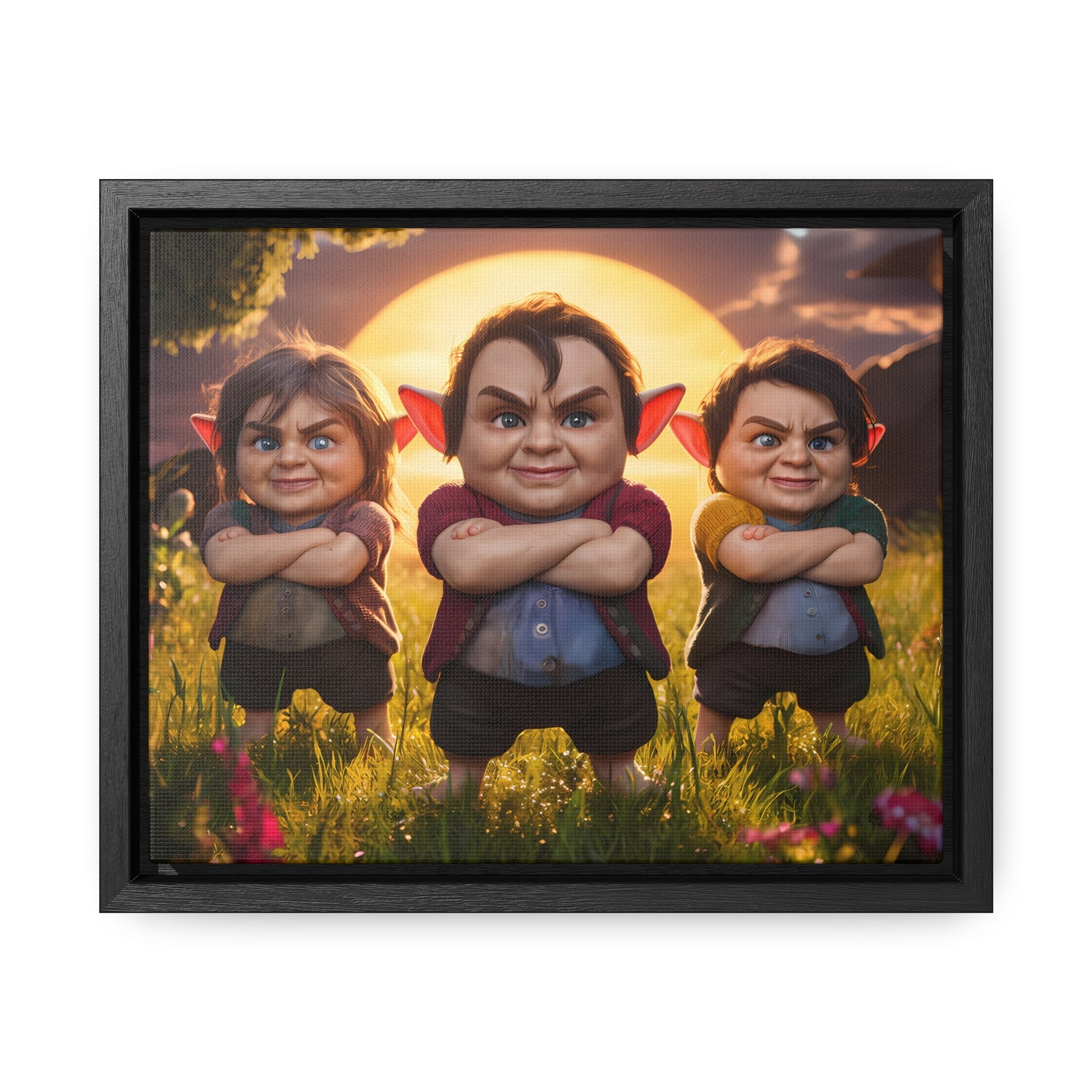 The Mischievous Trio at Sunset - Gallery Canvas Wraps, Horizontal Frame