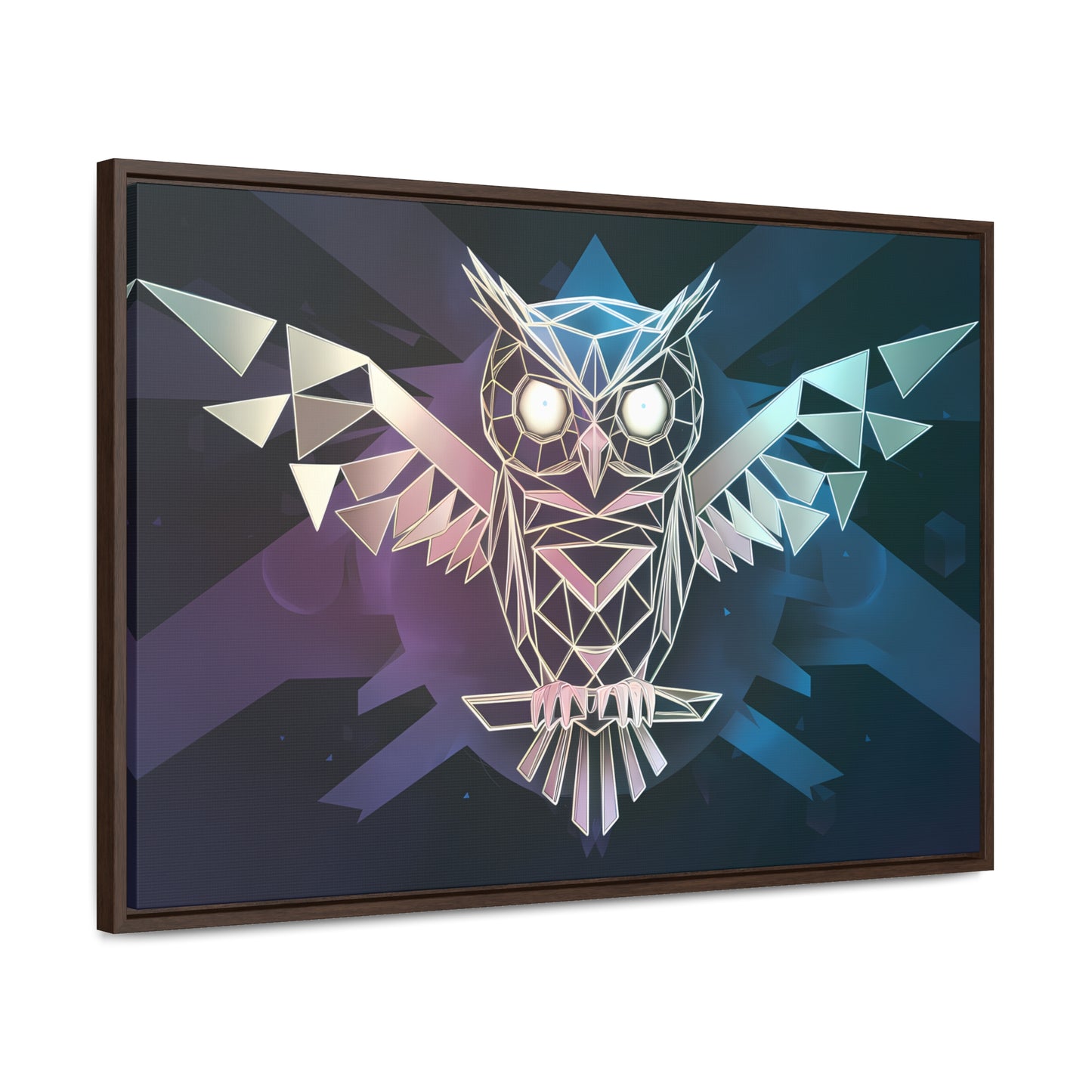 "Geometric Owl of Wisdom" - Gallery Canvas Wraps, Horizontal Frame