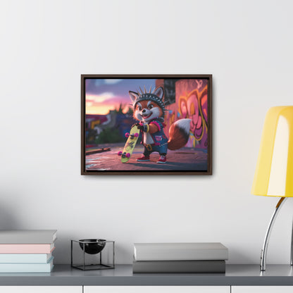 "Punk Skater Fox at Sunset" - Gallery Canvas Wraps, Horizontal Frame