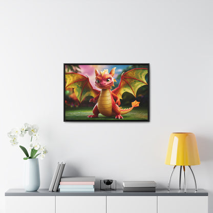 "Playful Baby Dragon in a Magical Forest" - Gallery Canvas Wraps, Horizontal Frame