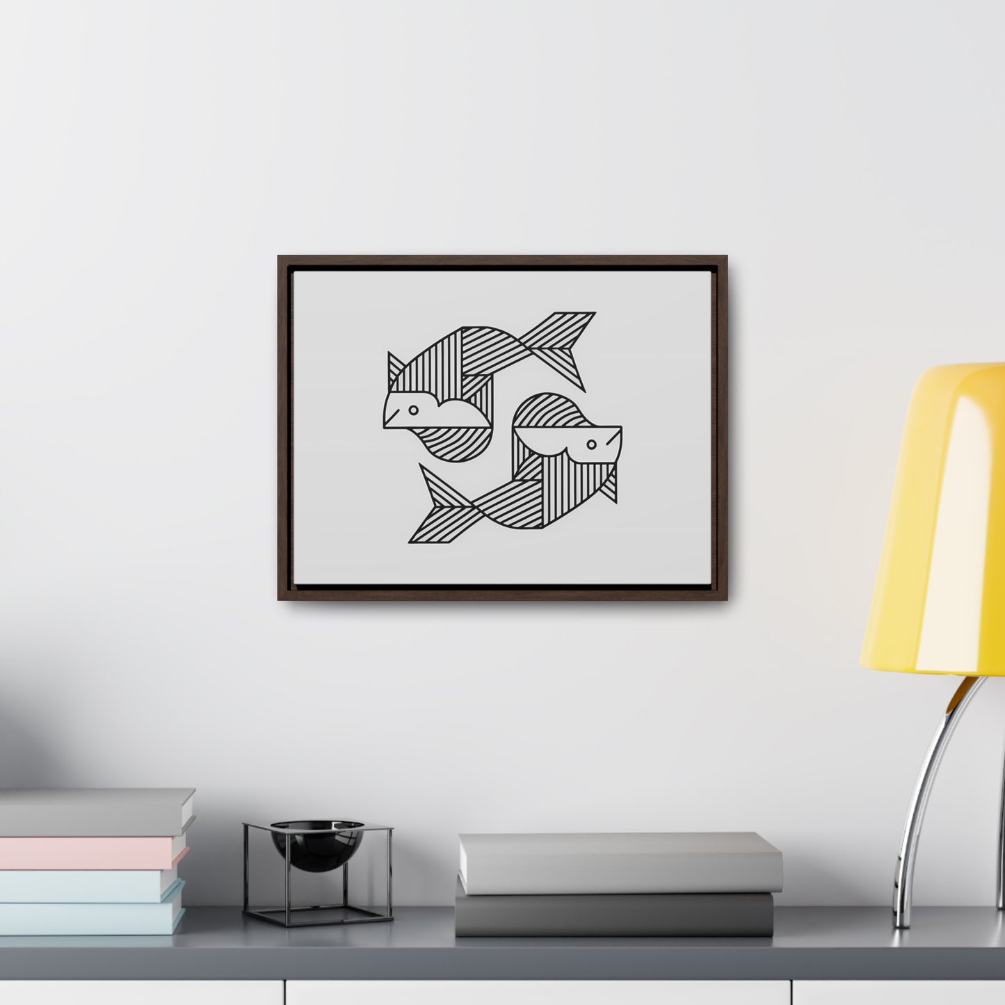 Pisces in Geometric Harmony - Gallery Canvas Wraps, Horizontal Frame