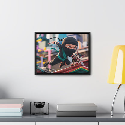 "Ninja and the Fearless Pup" - Gallery Canvas Wraps, Horizontal Frame