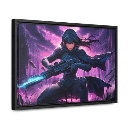 Shadow Sentinel: Neon Hunter - Gallery Canvas Wraps, Horizontal Frame