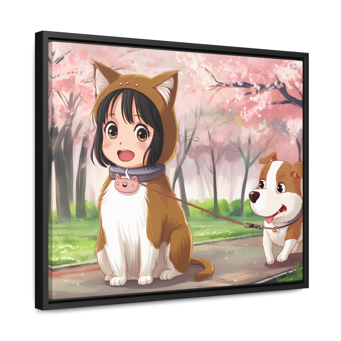 Blossom Walk with My Furry Friends - Gallery Canvas Wraps, Horizontal Frame