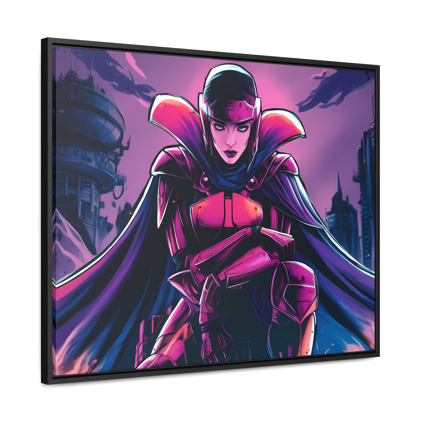 Guardian of the Neon Empire - Gallery Canvas Wraps, Horizontal Frame