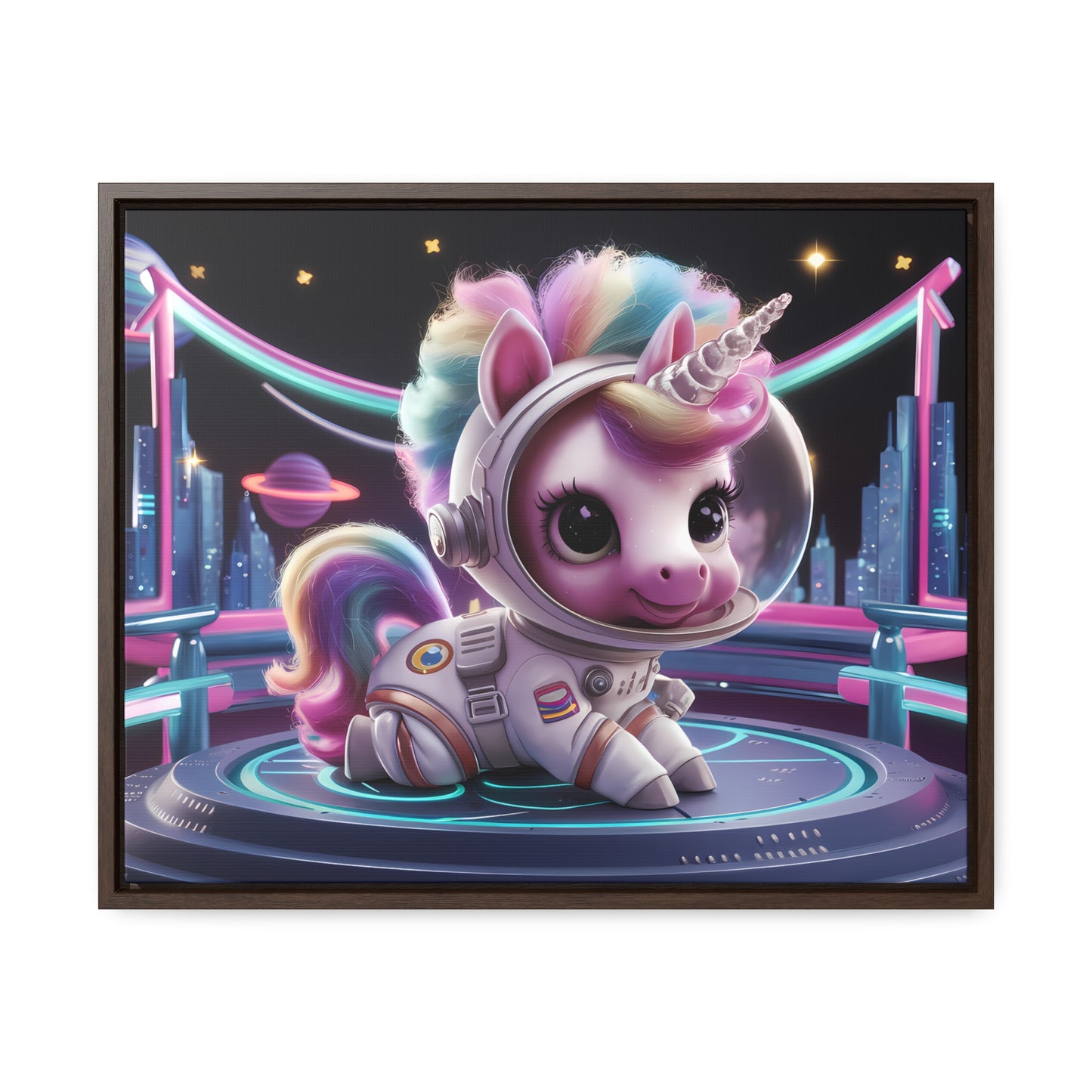 "Galactic Unicorn Explorer" - Gallery Canvas Wraps, Horizontal Frame