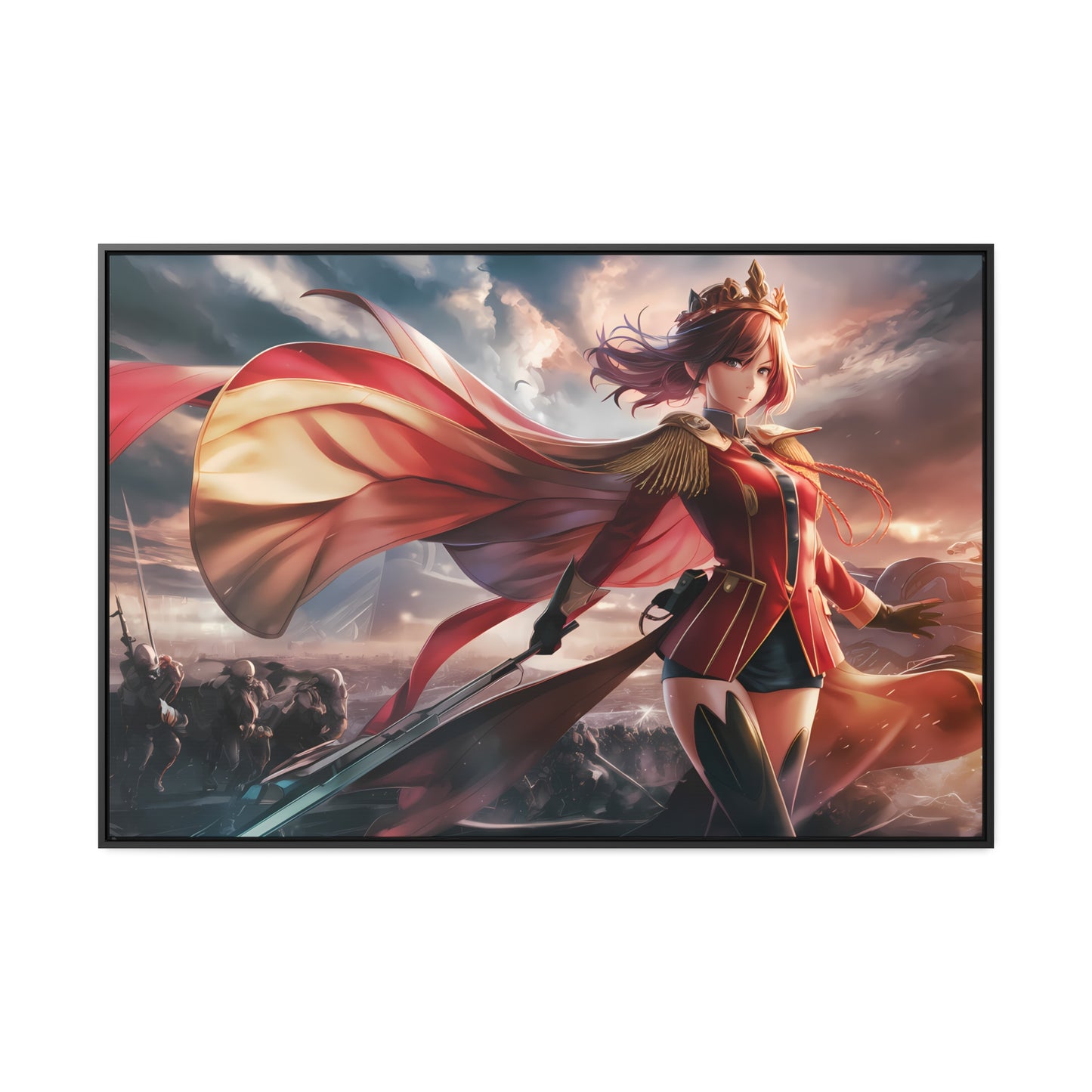 "Crimson Empress: Battle's Edge" - Gallery Canvas Wraps, Horizontal Frame