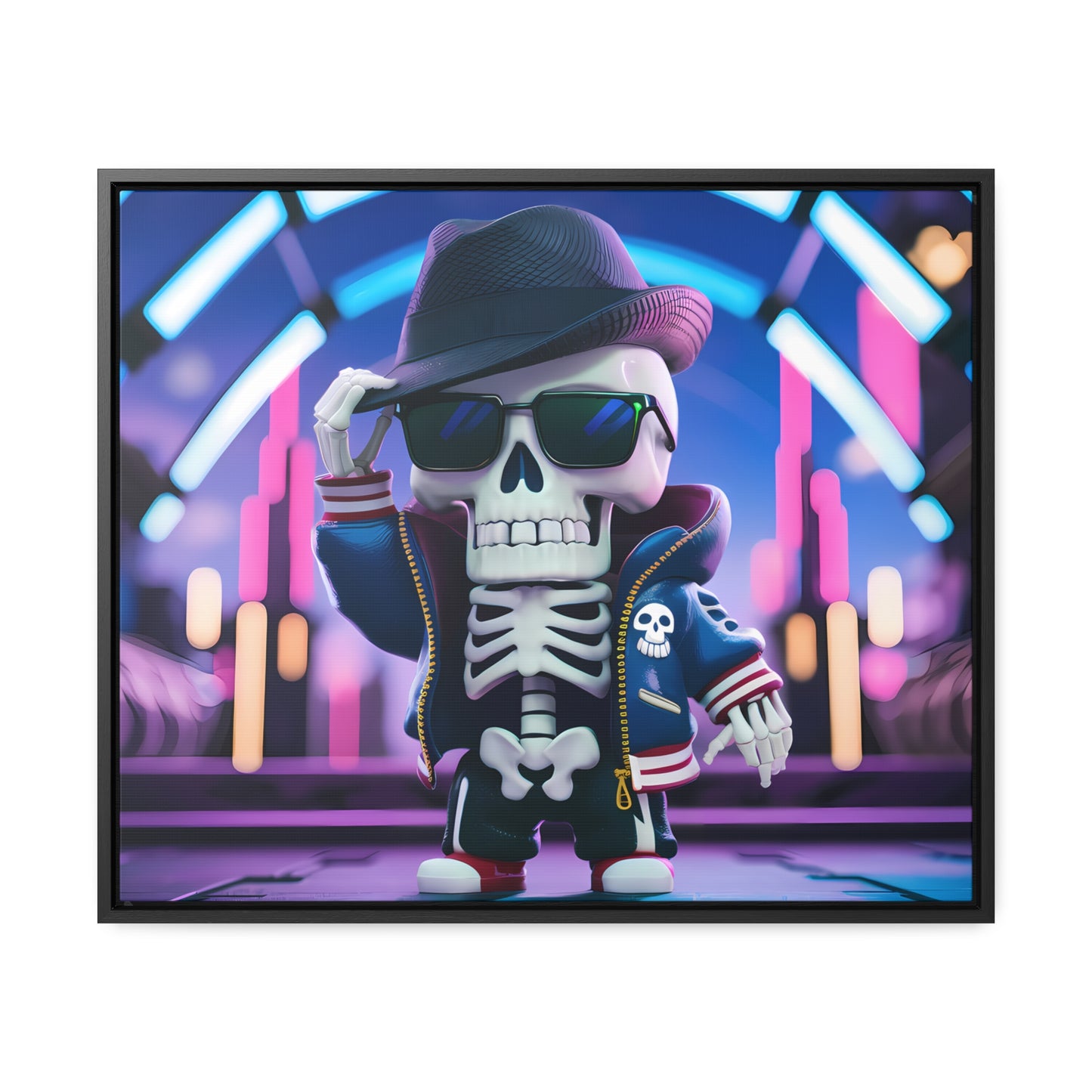 "Neon Skull Groove" - Gallery Canvas Wraps, Horizontal Frame