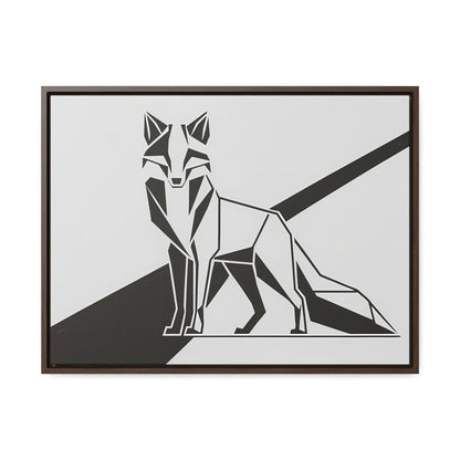 Geometric Fox in Black and White - Gallery Canvas Wraps, Horizontal Frame