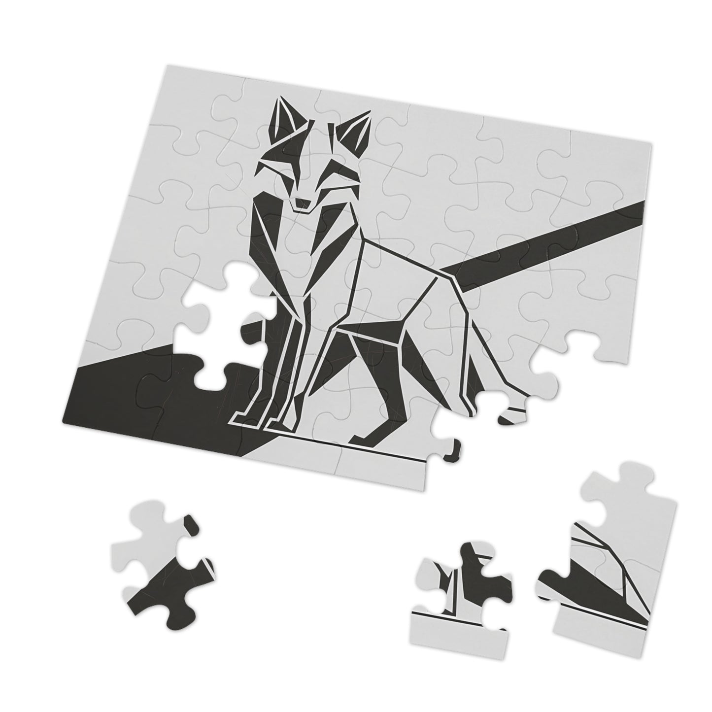 Geometric Fox in Monochrome - Jigsaw Puzzle (30, 110, 252, 500,1000-Piece)