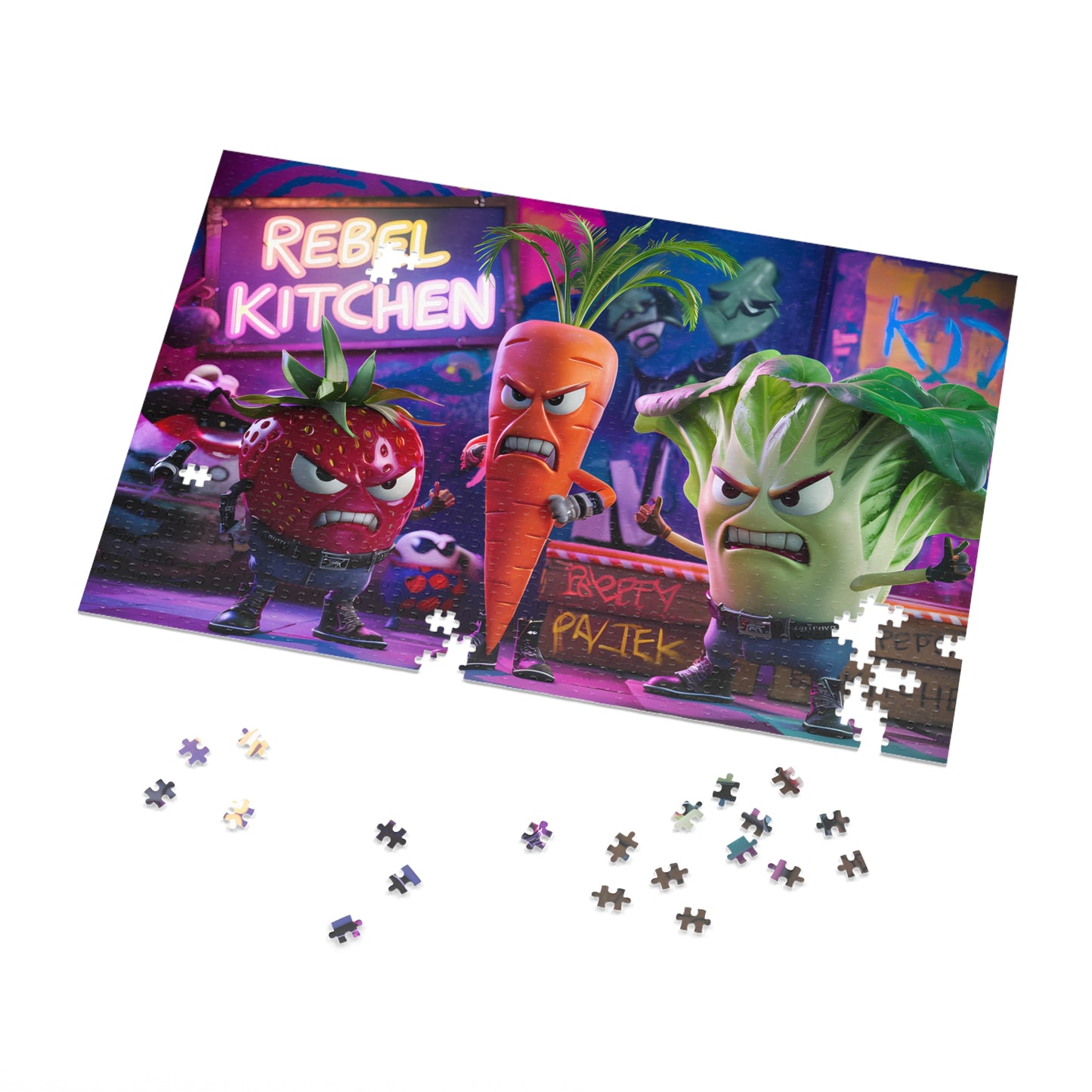 "Veggie Vendetta: Rebel Kitchen" - Jigsaw Puzzle (30, 110, 252, 500,1000-Piece)