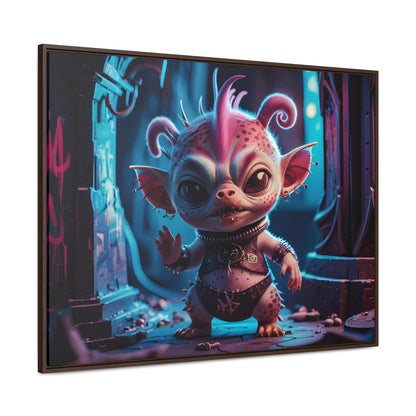 "Punk Goblin in Neon Alley" - Gallery Canvas Wraps, Horizontal Frame