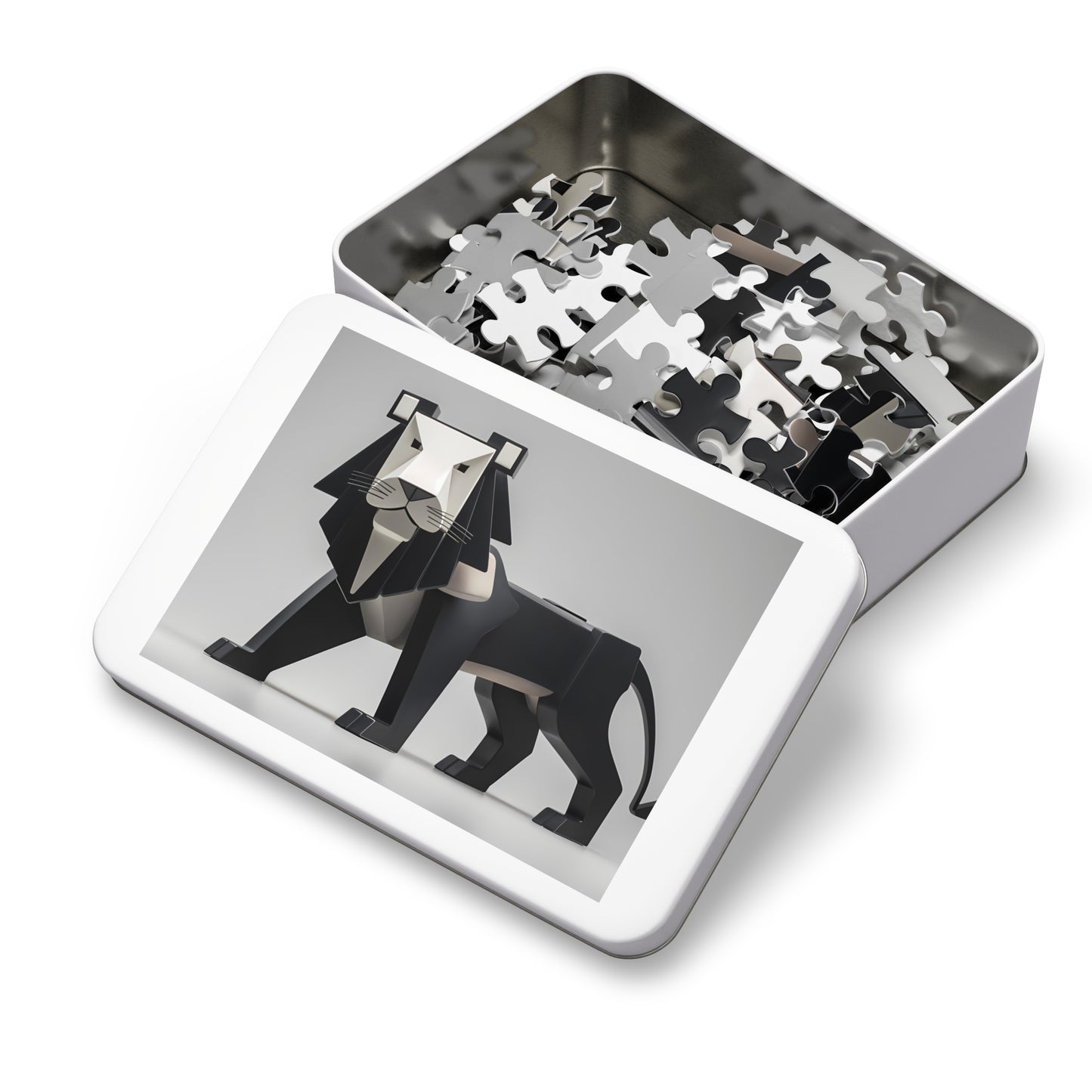 Geometric Lion in Black and White - Jigsaw Puzzle (30, 110, 252, 500,1000-Piece)