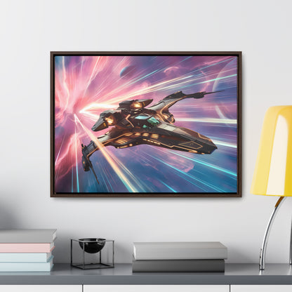 "Starship Through the Cosmic Rift" - Gallery Canvas Wraps, Horizontal Frame