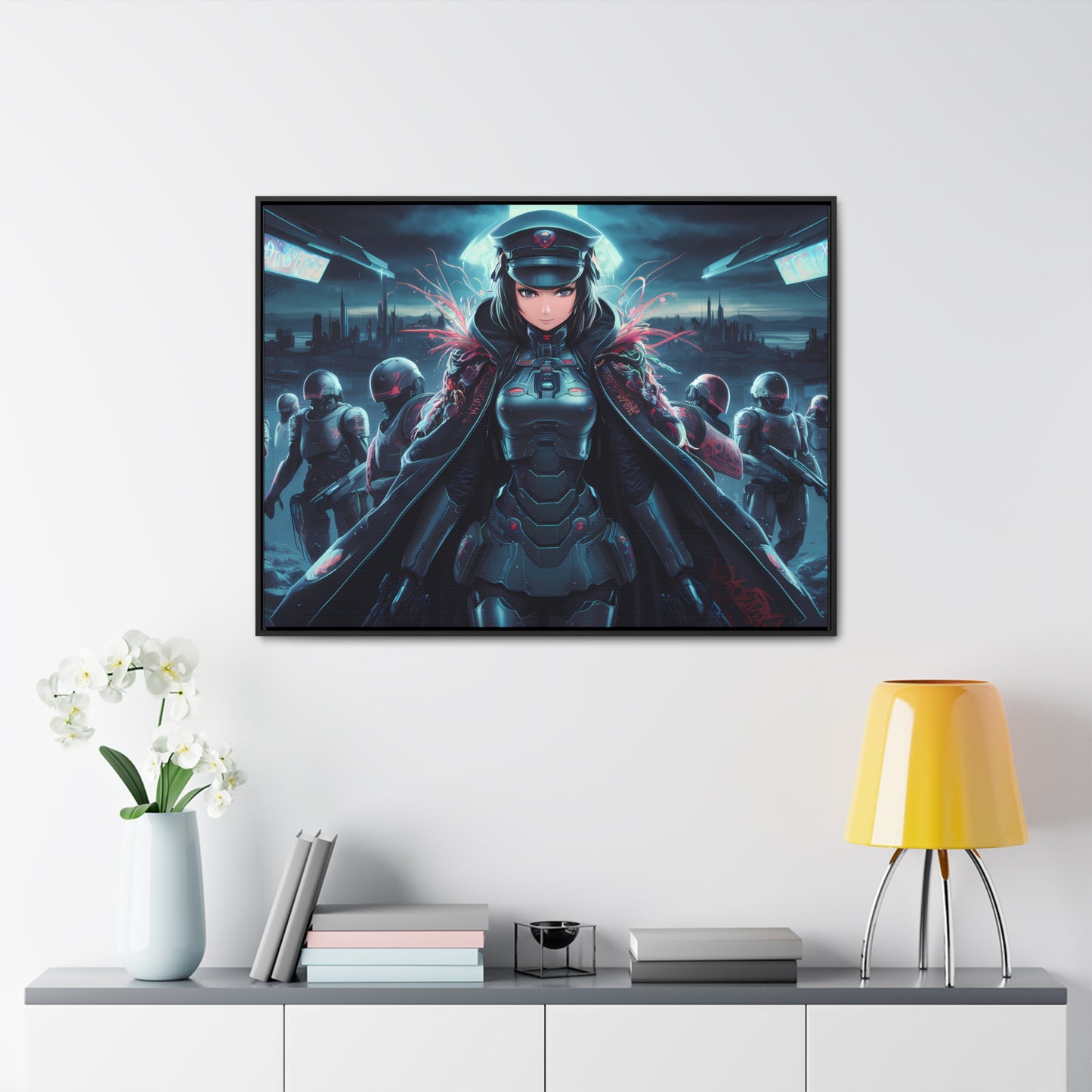 Cybernetic Enforcer: Rise of the Neon Syndicate - Gallery Canvas Wraps, Horizontal Frame