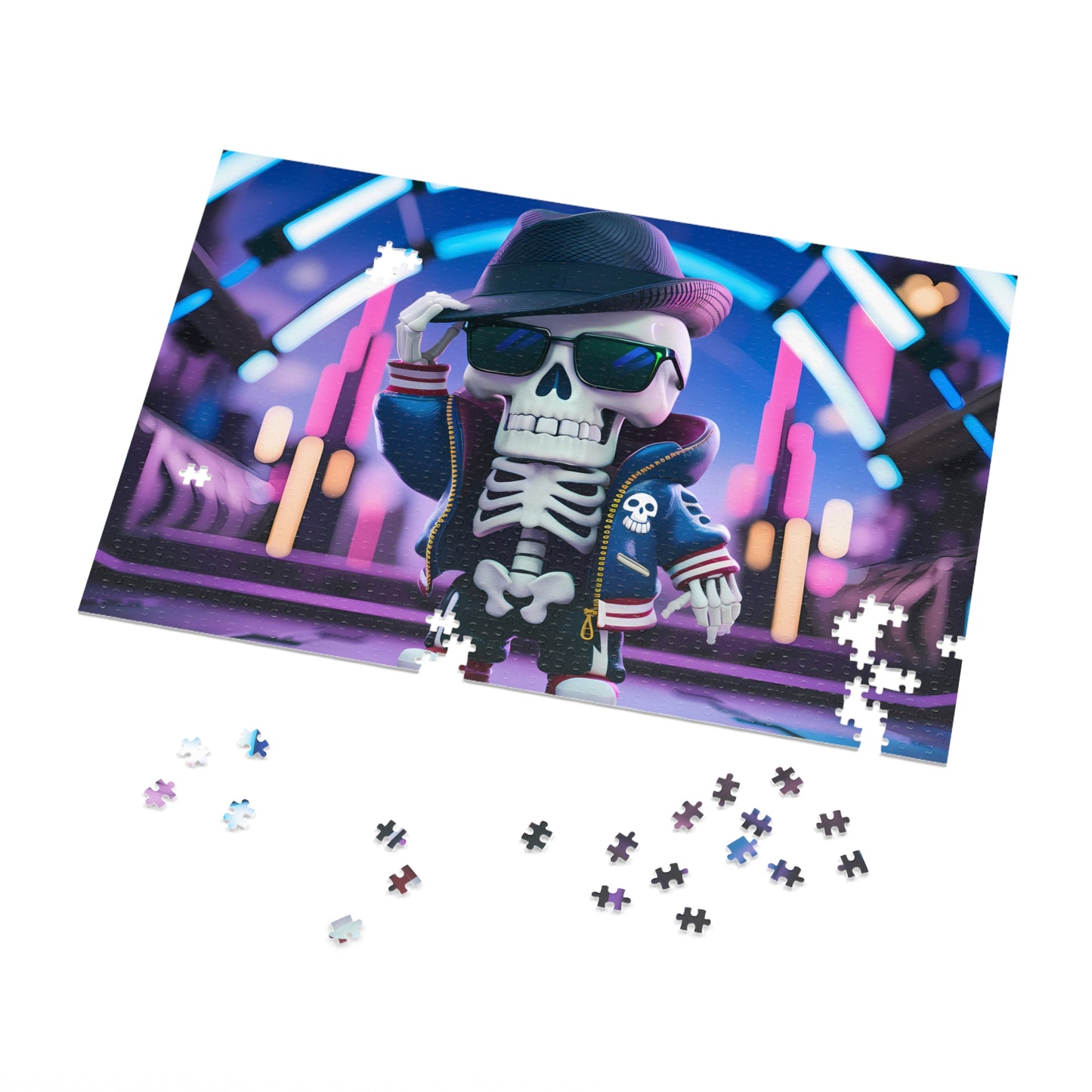 "Skull Swag in Neon City" - Jigsaw Puzzle (30, 110, 252, 500,1000-Piece)