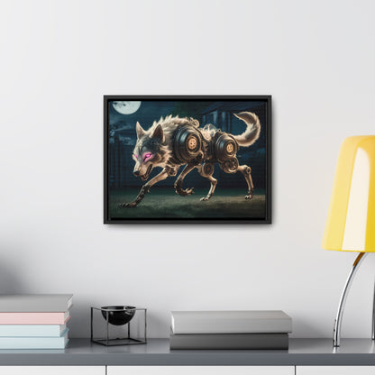 Cyberwolf Under the Moon - Gallery Canvas Wraps, Horizontal Frame