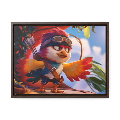 "Feathered Adventurer: The Brave Bird Archer" - Gallery Canvas Wraps, Horizontal Frame