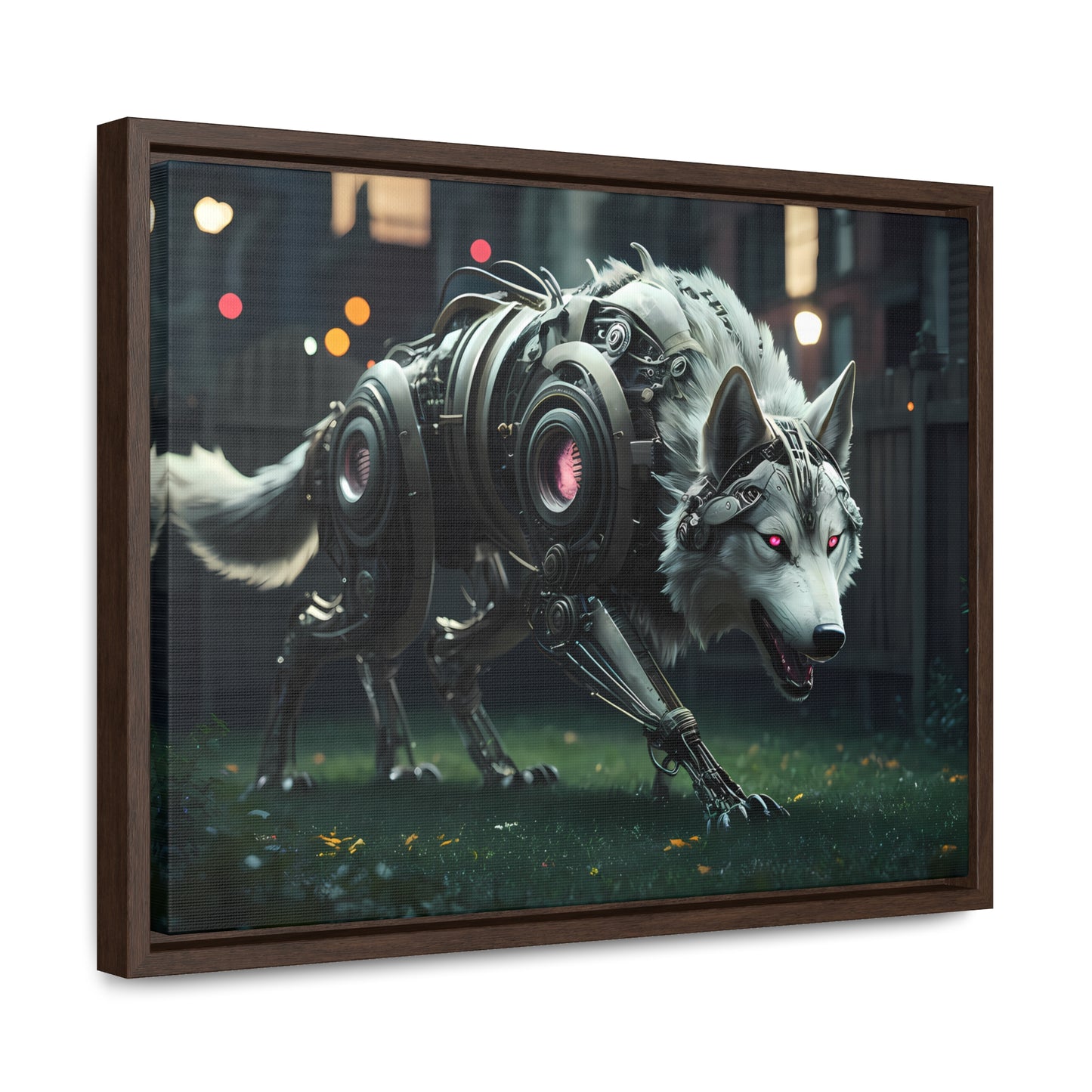 Cyber Wolf Sentinel - Gallery Canvas Wraps, Horizontal Frame