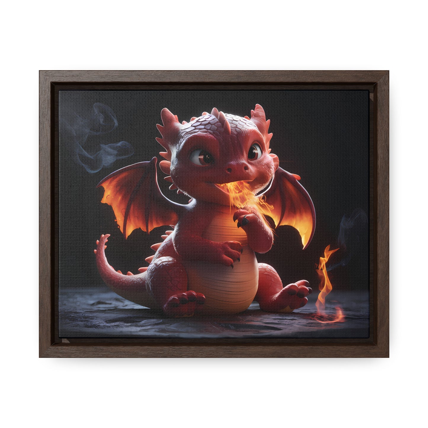 "Baby Dragon's First Flame" - Gallery Canvas Wraps, Horizontal Frame