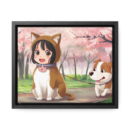 Blossom Walk with My Furry Friends - Gallery Canvas Wraps, Horizontal Frame