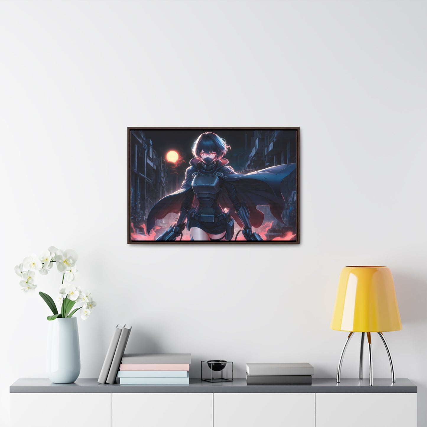 "Nightblade: The Cyberpunk Vigilante" - Gallery Canvas Wraps, Horizontal Frame