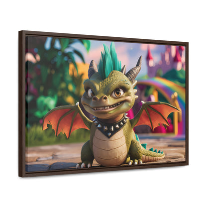 "Spike the Mischievous Baby Dragon" - Gallery Canvas Wraps, Horizontal Frame