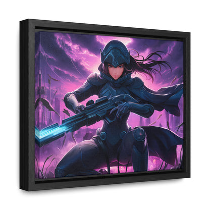 Shadow Sentinel: Neon Hunter - Gallery Canvas Wraps, Horizontal Frame