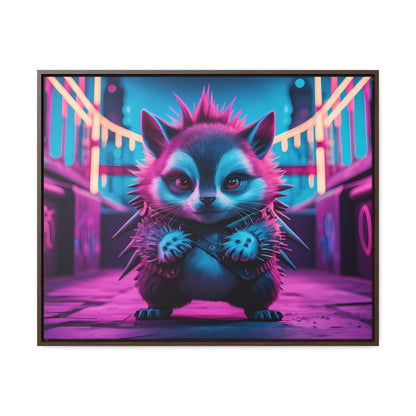 Punk Hedgehog in Neon City - Gallery Canvas Wraps, Horizontal Frame