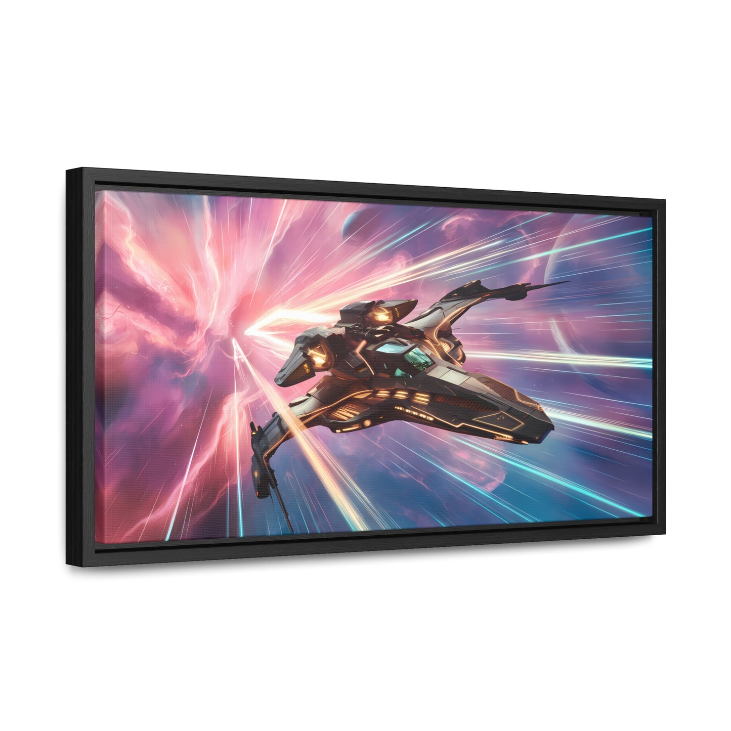 "Starship Through the Cosmic Rift" - Gallery Canvas Wraps, Horizontal Frame