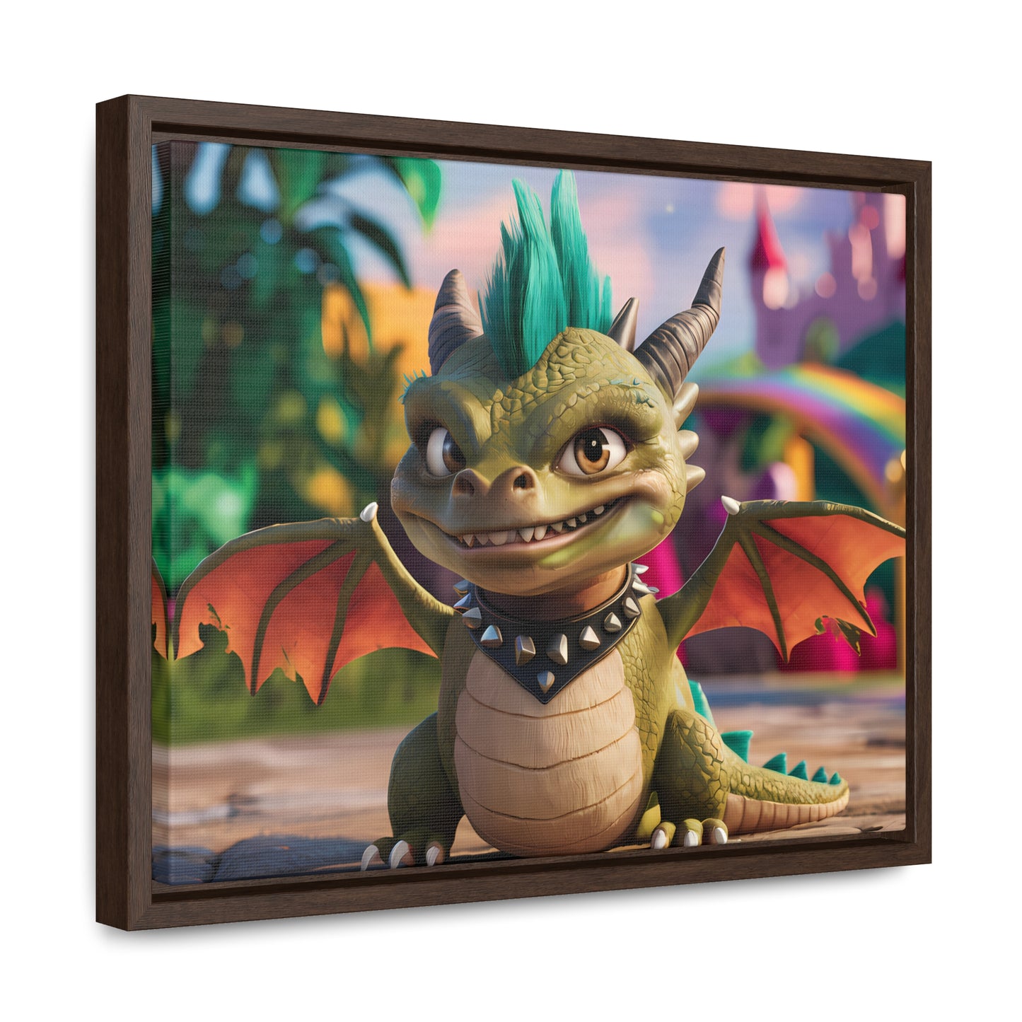 "Spike the Mischievous Baby Dragon" - Gallery Canvas Wraps, Horizontal Frame