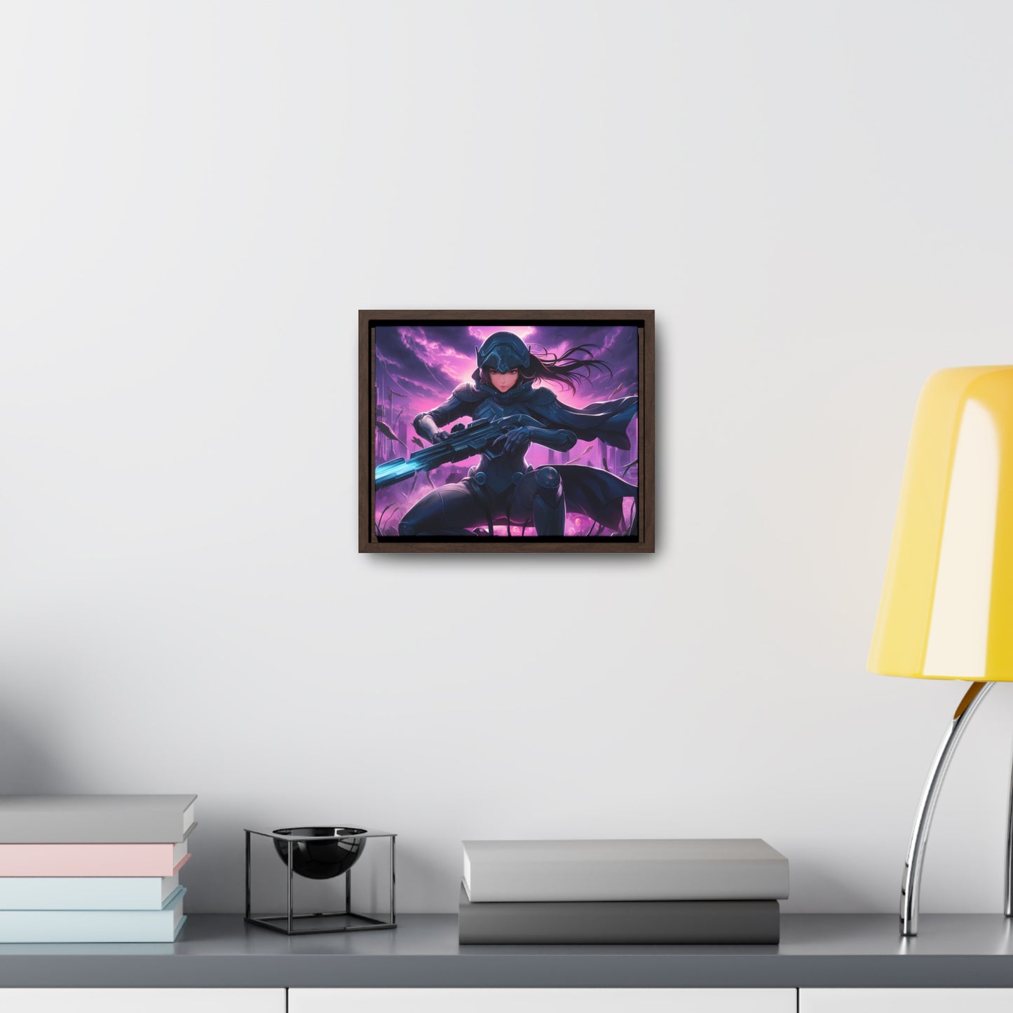 Shadow Sentinel: Neon Hunter - Gallery Canvas Wraps, Horizontal Frame