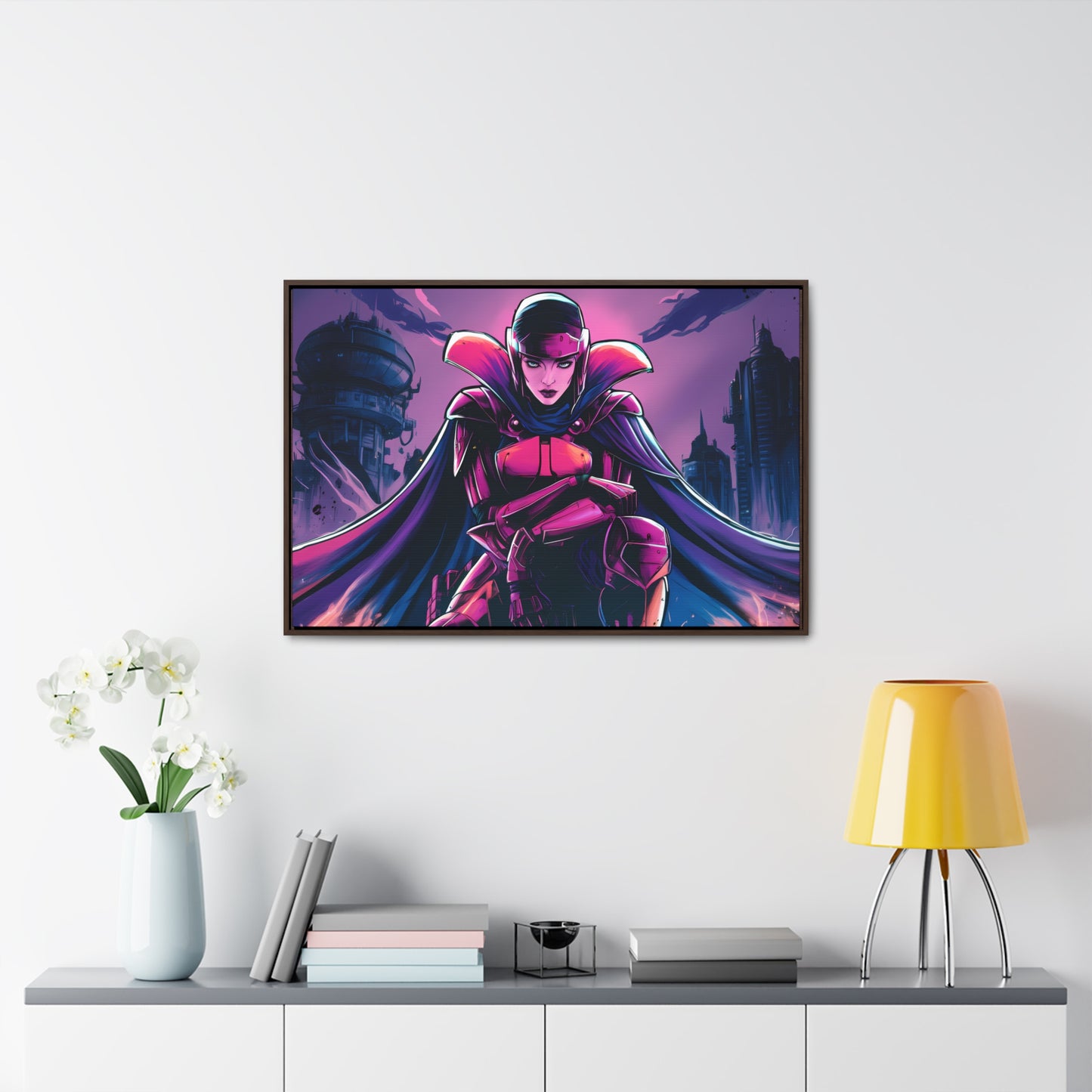 Guardian of the Neon Empire - Gallery Canvas Wraps, Horizontal Frame